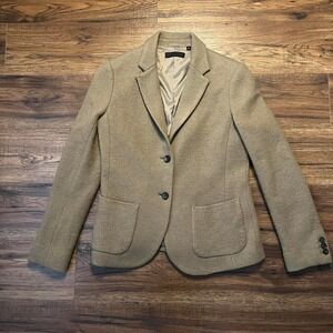 Uniqlo 100% Wool‎ Blazer Small Beige Classic Tailored Jacket Minimalist Workwear